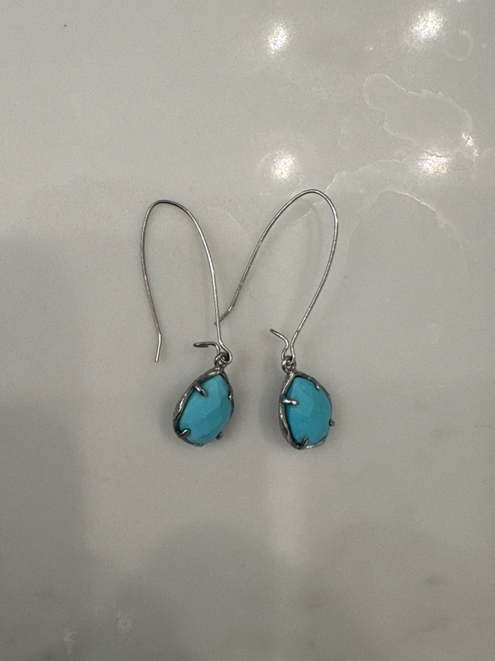 Kendra Scott Aqua Dee Silver and Blue Drop Earrings